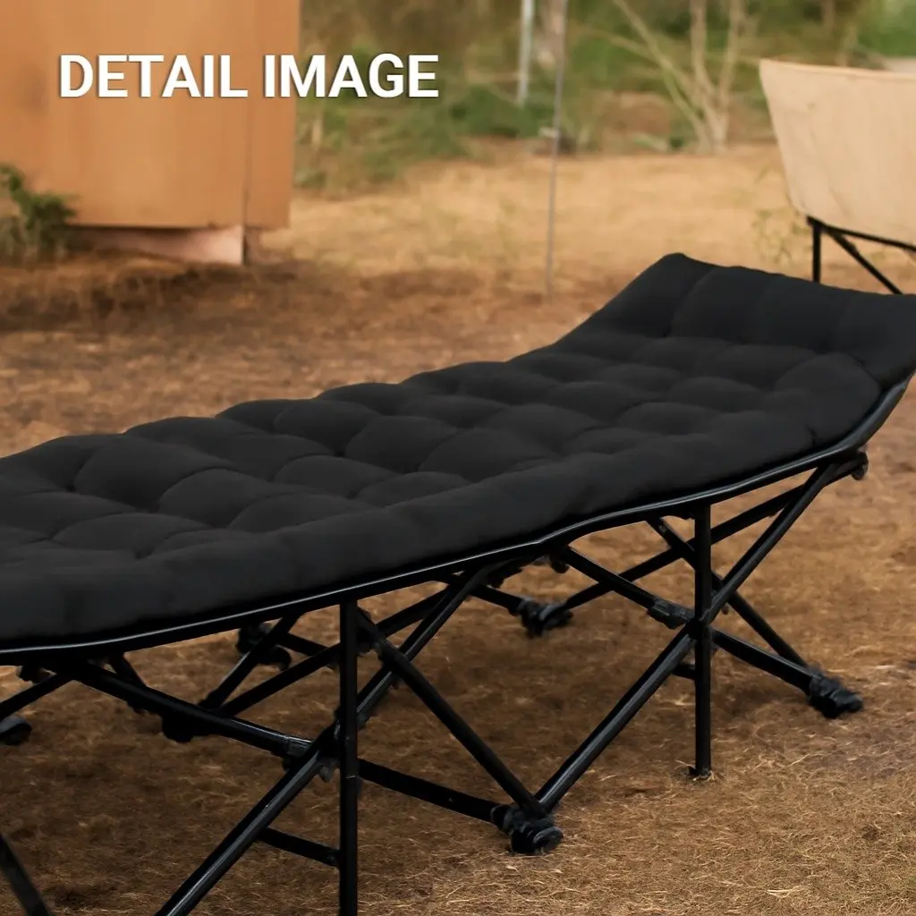 Folding Bed with Mattress, Black