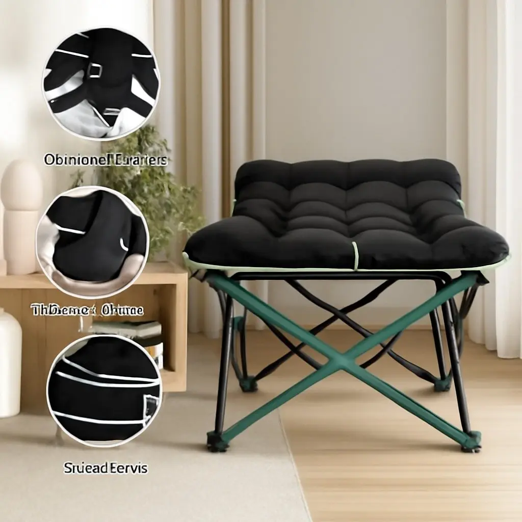 Folding Bed with Mattress, Black