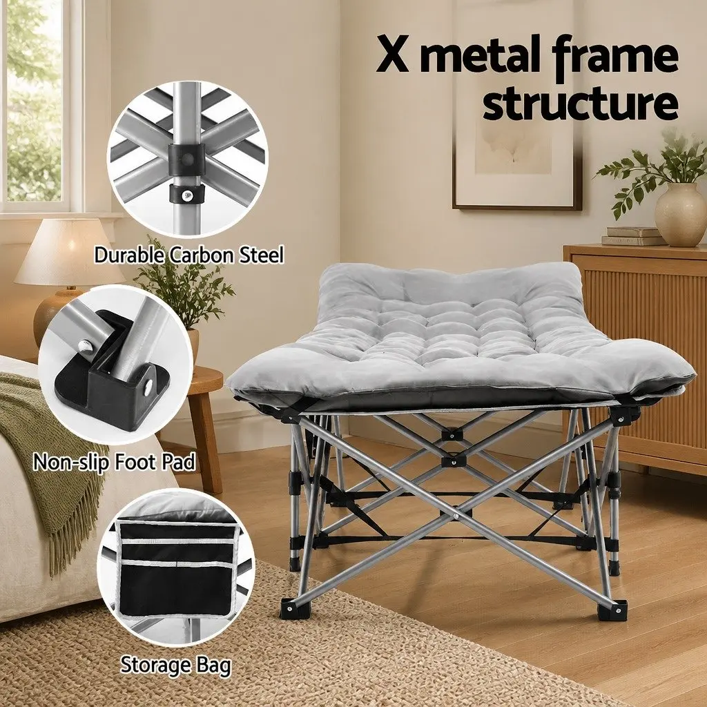 Folding Bed with Mattress Heavy Duty Portable Sleeping Solution Grey 185cm