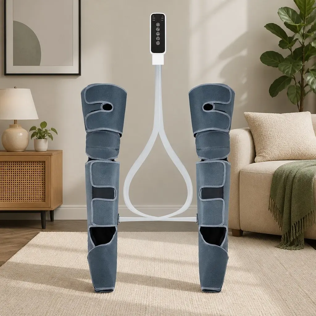 Leg Massager Black Adjustable 3 Modes Air Compression Heating Relaxation