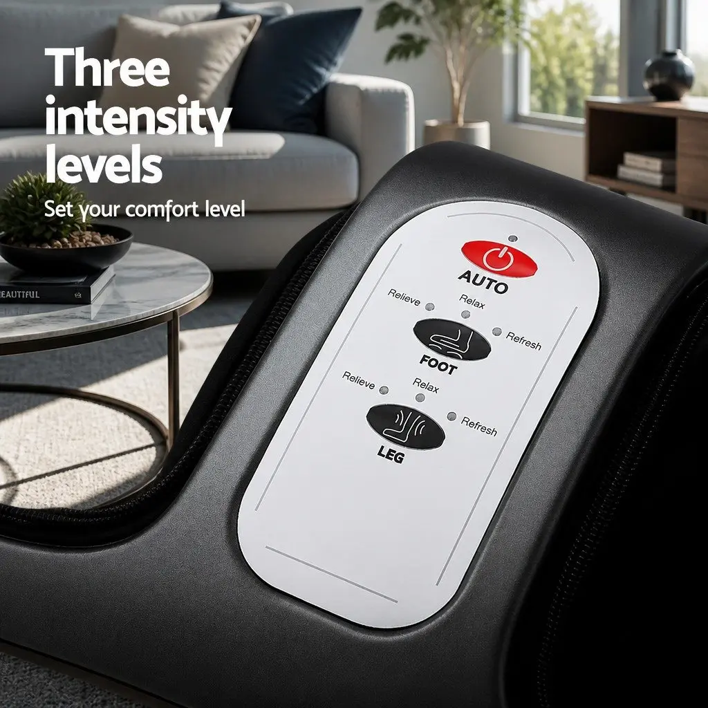 Foot Massager Black 5-in-1 Shiatsu Electric Roller Calf Leg Kneading Massage Chair