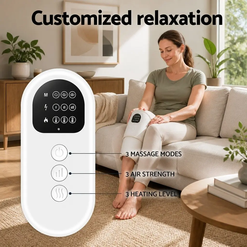 Calf Leg Massager Heated Air Compression Relaxation Cordless Rechargeable Grey