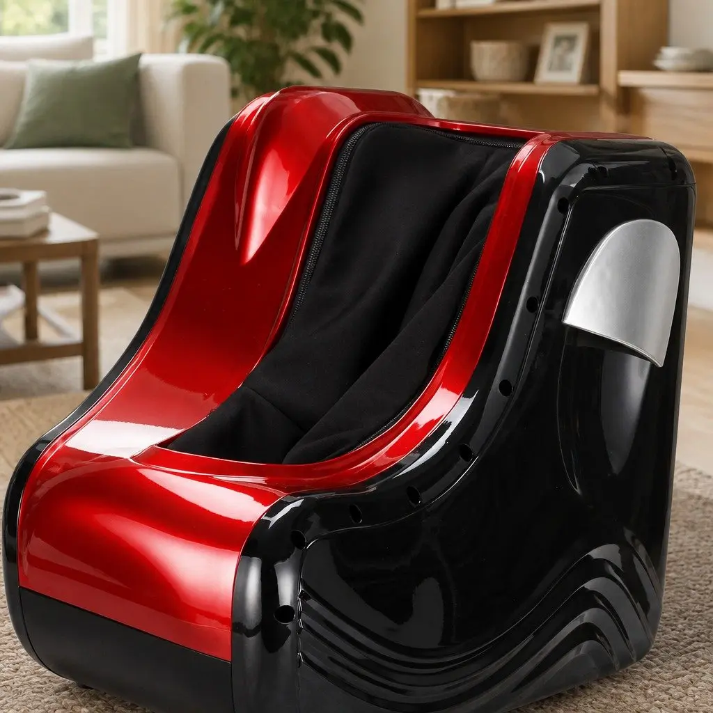 Foot Massager Red Electric Shiatsu Kneading Roller 360° All-Dimensional Massage for Feet Ankles Calves