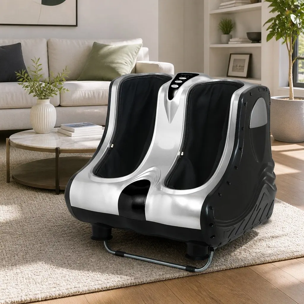 Foot Massager Silver Electric Shiatsu Roller Kneading Ankle Calf Leg Massage Chair