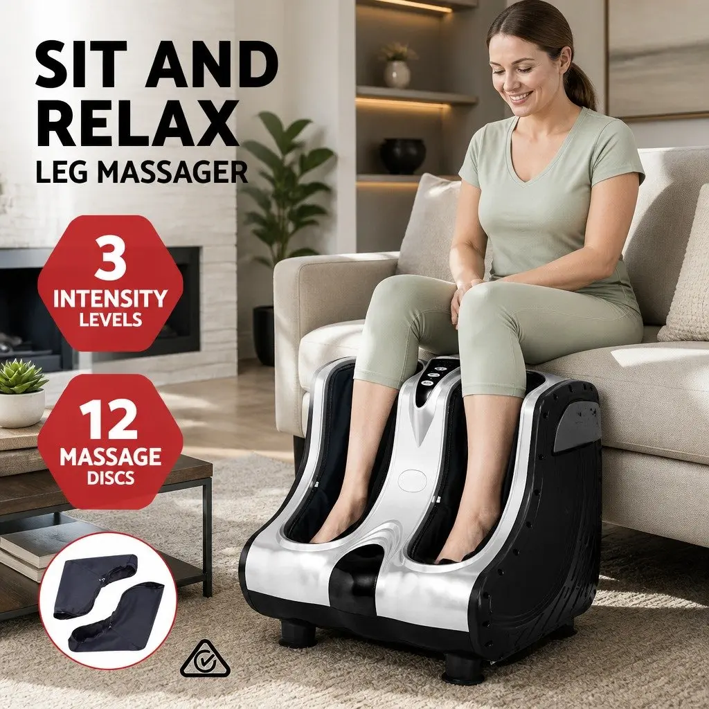Foot Massager Silver Electric Shiatsu Roller Kneading Ankle Calf Leg Massage Chair