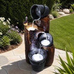Concise Solar Water Fountain with LED Lighting