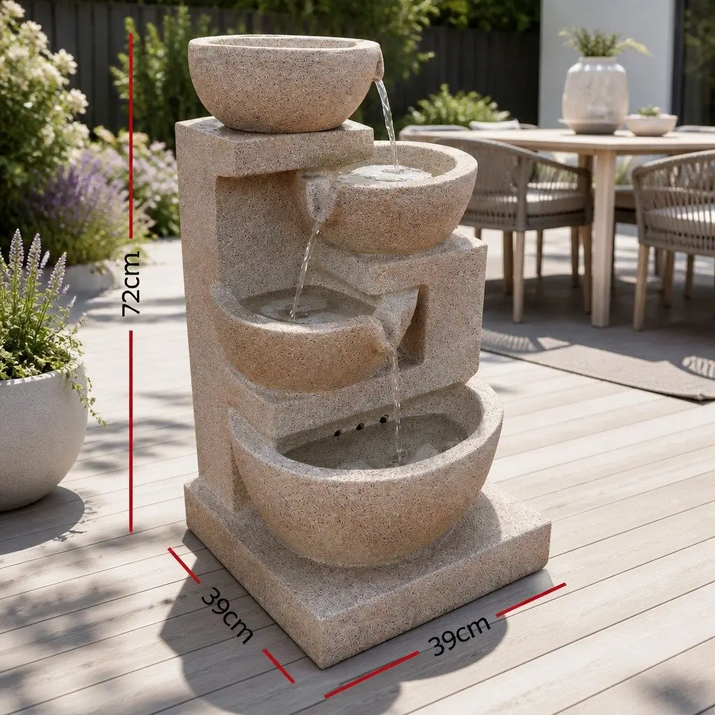 Solar Water Fountain Sand 72CM Four-Tier Cascading LED Feature
