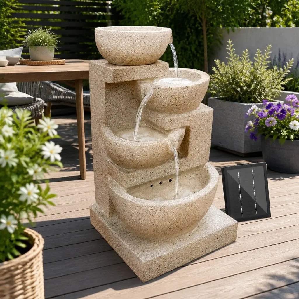 Solar Water Fountain Sand 72CM Four-Tier Cascading LED Feature