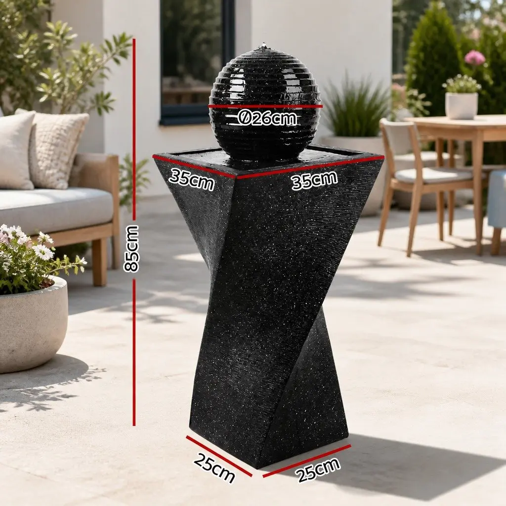 Solar Water Fountain with LED Lights Twist Design Bird Bath Garden Decorative