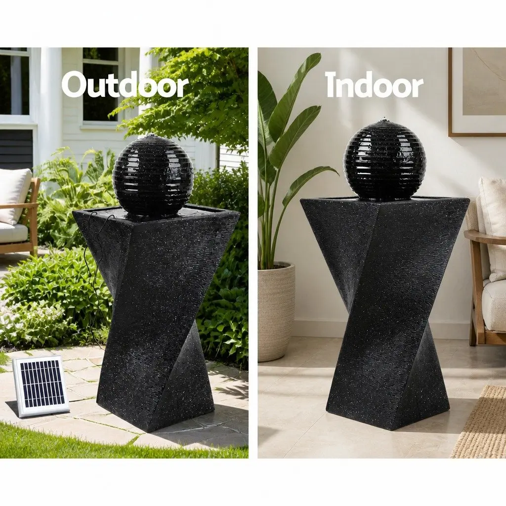 Solar Water Fountain with LED Lights Twist Design Bird Bath Garden Decorative