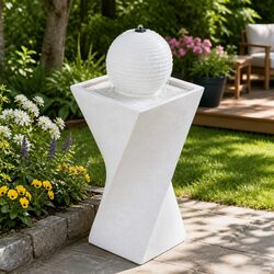 Solar Fountain Water Feature Bird Bath Garden Outdoor LED Lights Cream 85CM