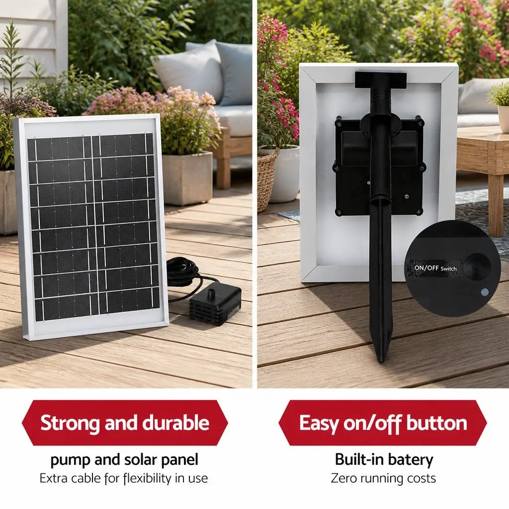 Solar Fountain Water Feature 4-Tier Cascading Indoor Outdoor Decorative Grey