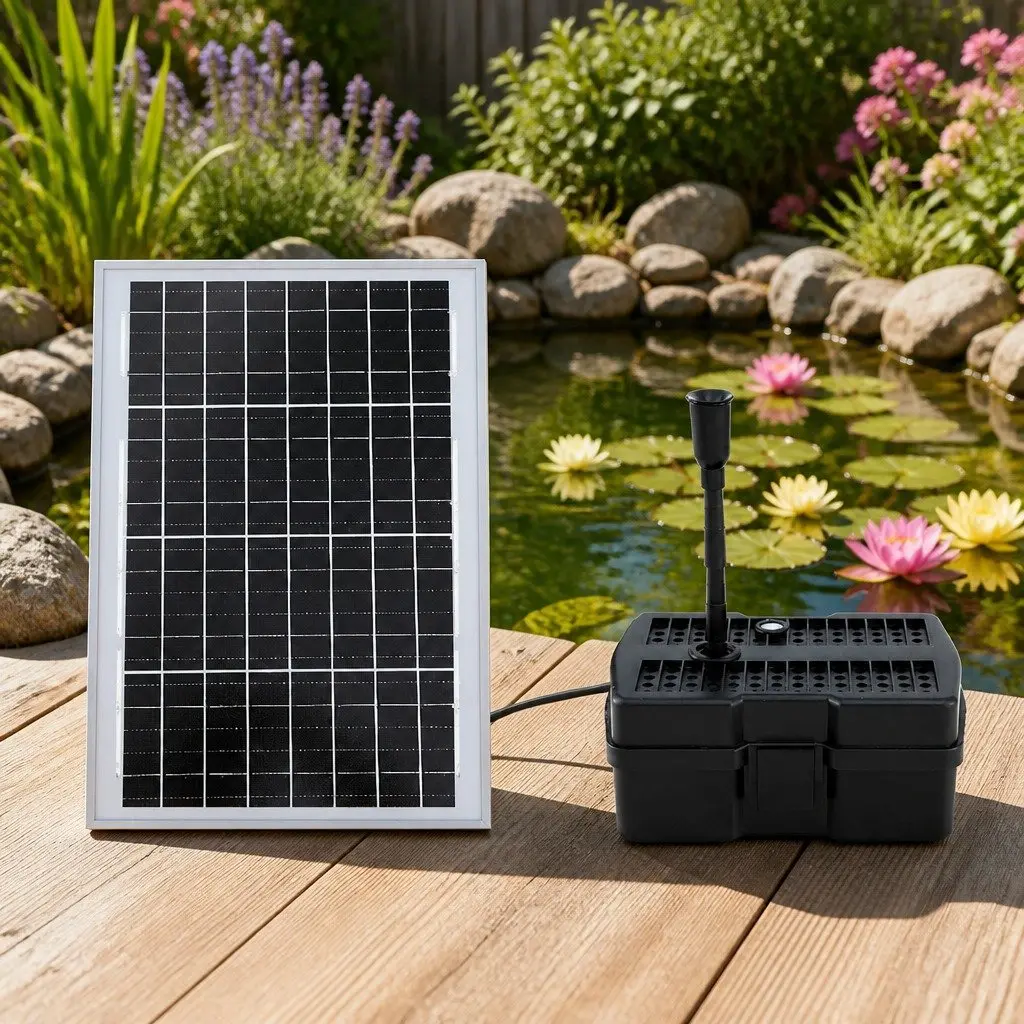Solar Submersible Fountain Pump Black 1190L/H Solar Powered with Adjustable Spray Height