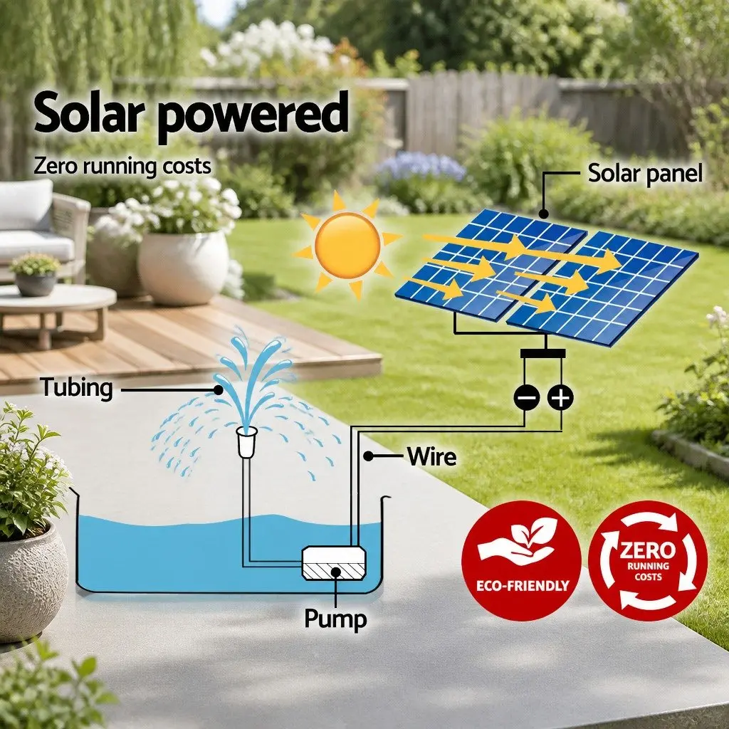 Solar Pond Pump Black 7.2FT Lift Submersible Water Fountain Kit with Dual Solar Panels