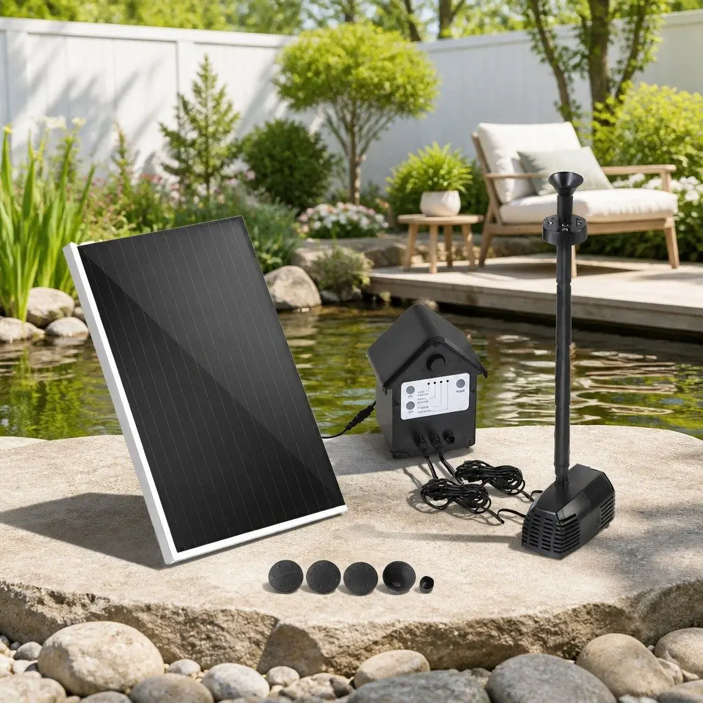 Solar Fountain Pump Kit with LED Lights 4FT
