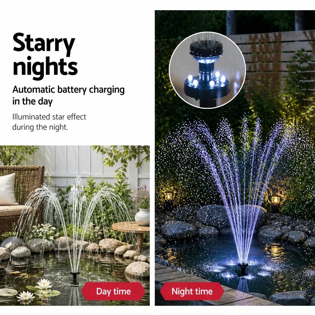 Solar Fountain Pump Kit with LED Lights 4FT