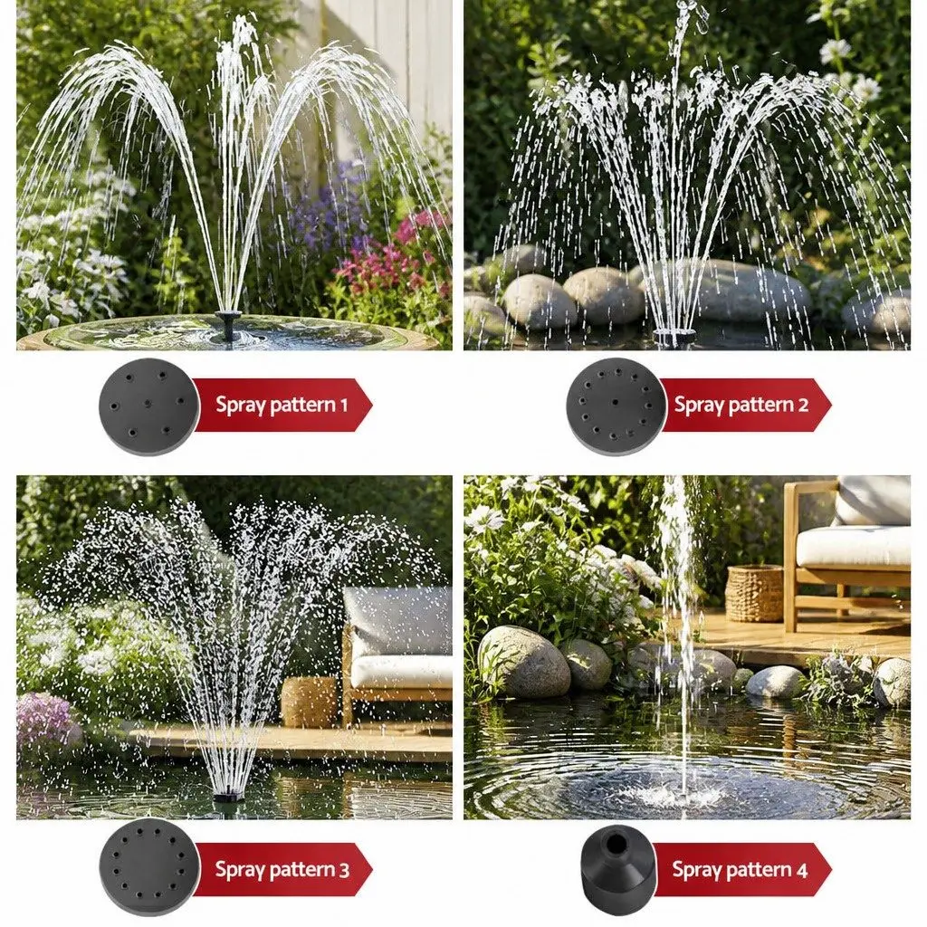 Solar Fountain Pump Kit with LED Lights 4FT