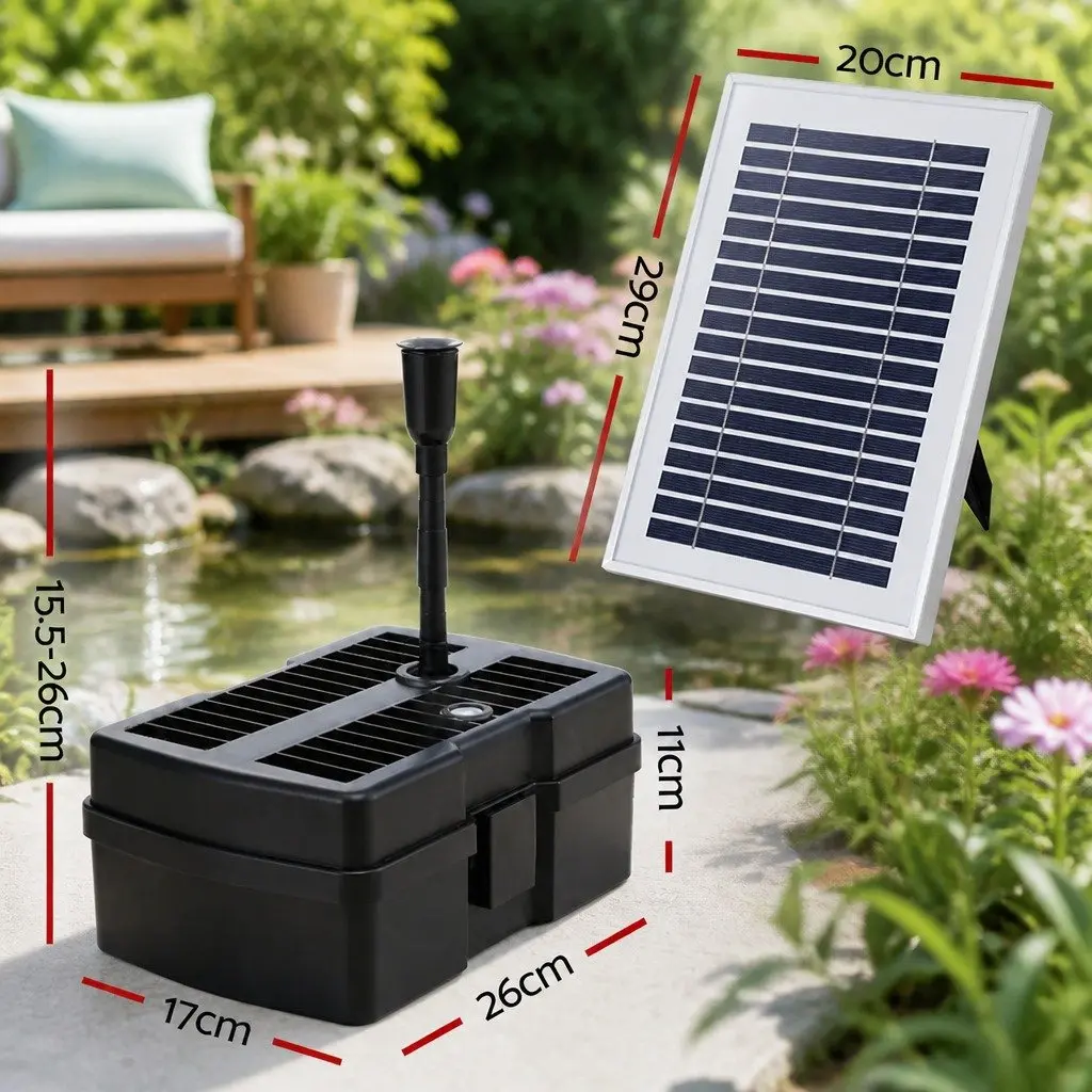 Solar Submersible Fountain Pump Black 4.6FT 470L/H with Filter Box