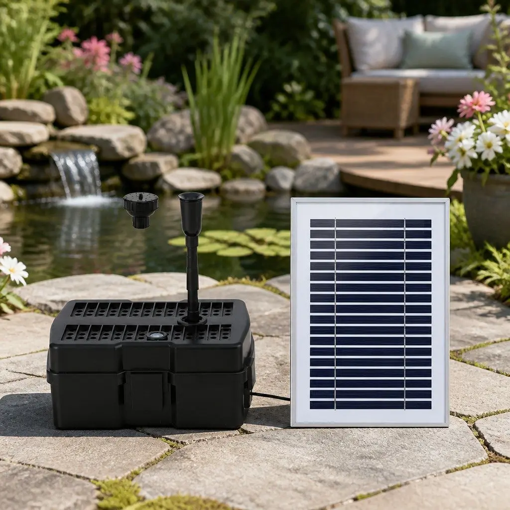 Solar Submersible Fountain Pump Black 4.6FT 470L/H with Filter Box