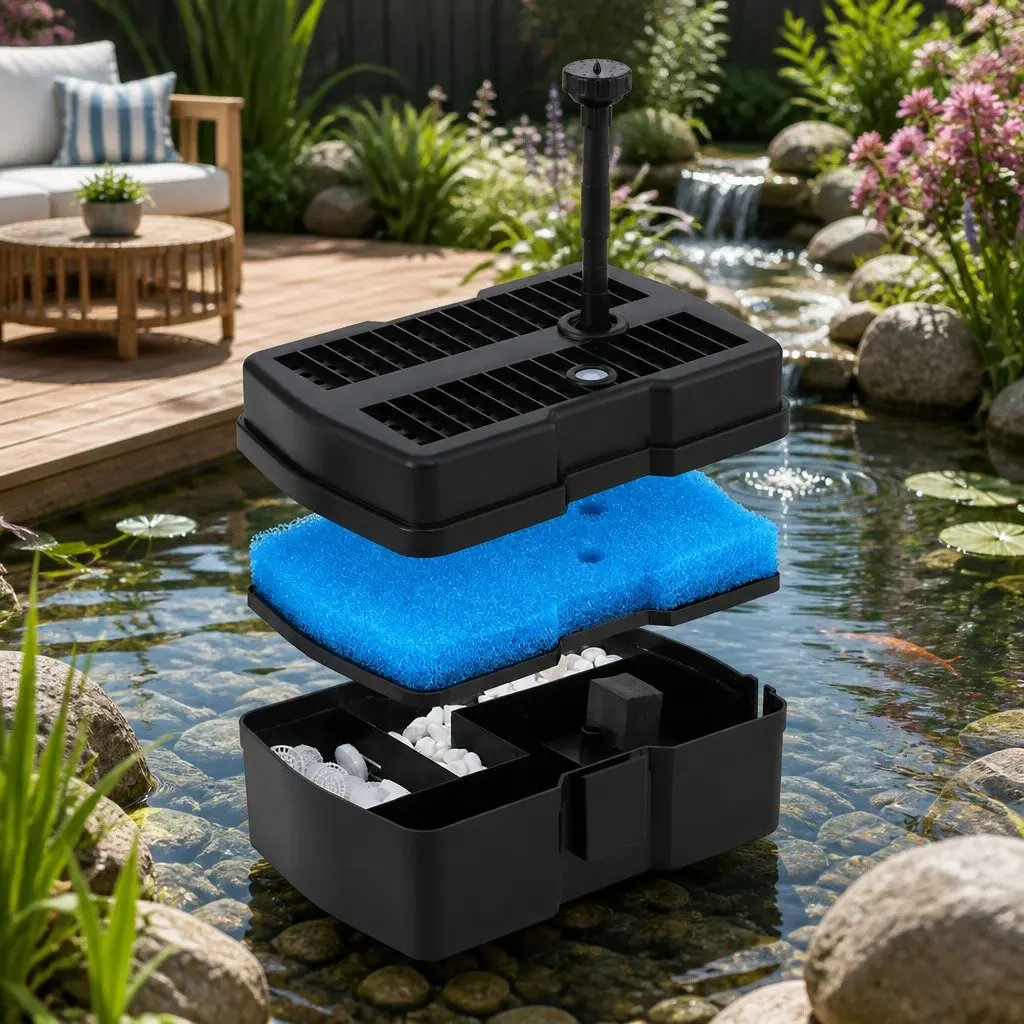 Solar Submersible Fountain Pump Black 4.6FT 470L/H with Filter Box