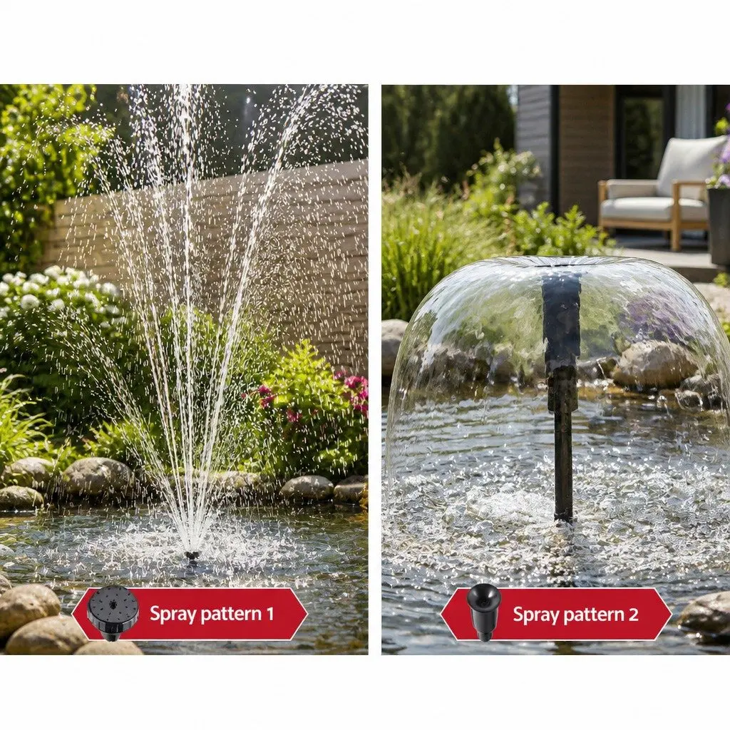 Solar Pond Pump Black Submersible 6.6FT Water Fountain with Two-Stage Filtration System