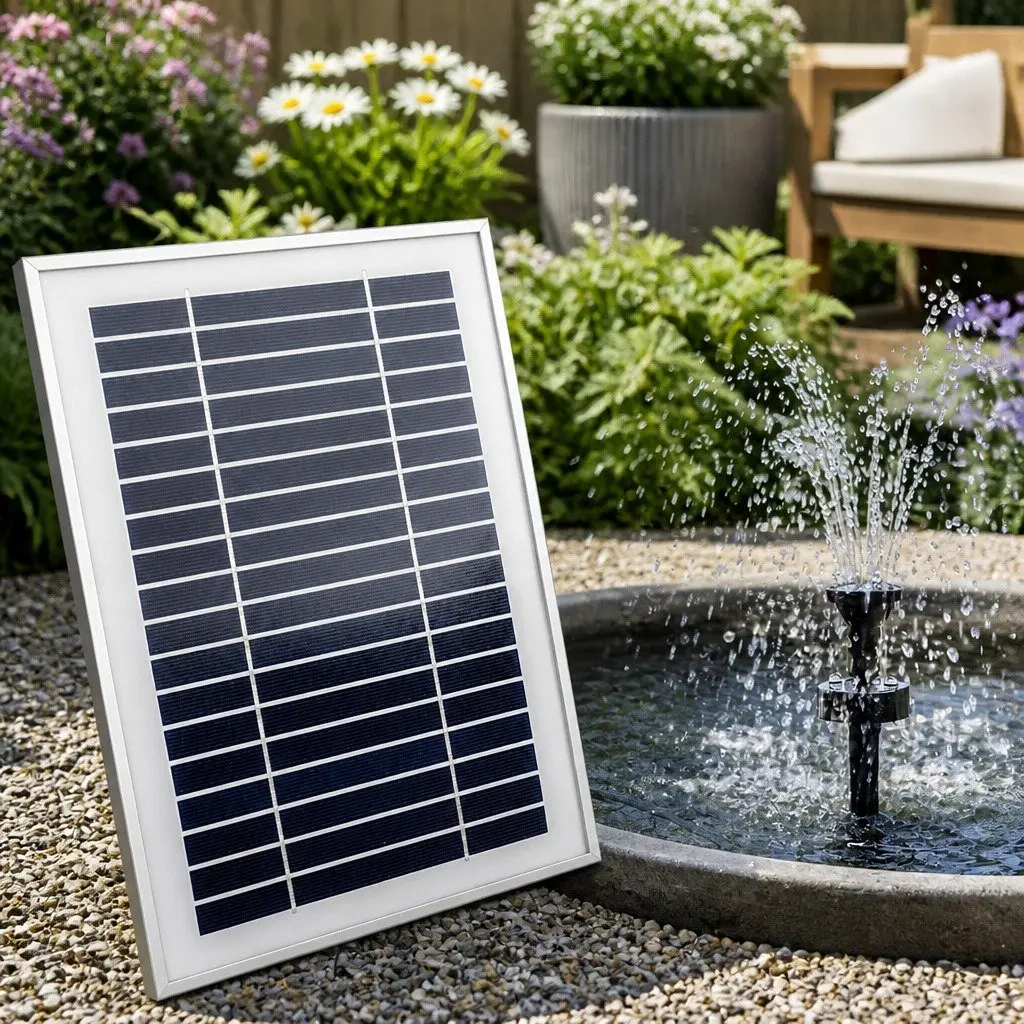 Solar Pond Pump Black Submersible Fountain with Battery Kit LED Lights