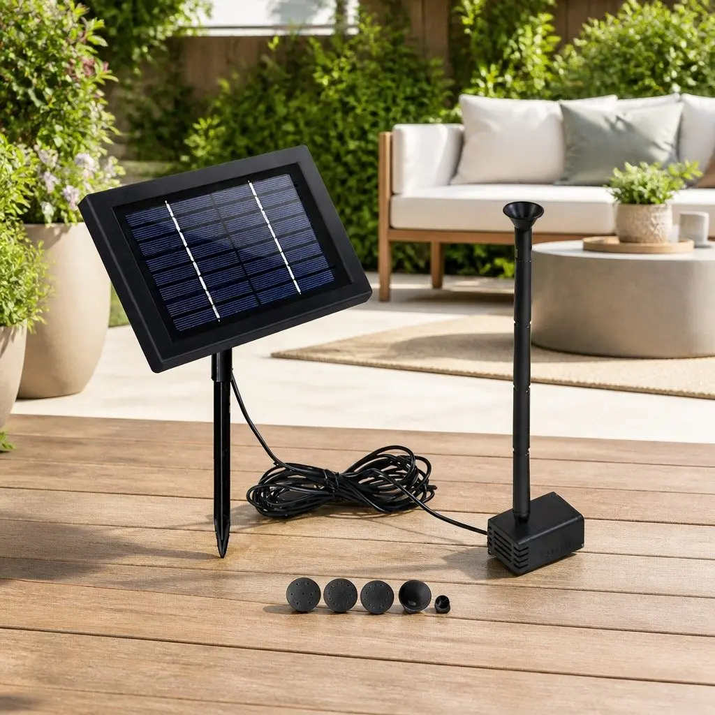 Solar Pond Pump Black 4FT Submersible Water Fountain Kit