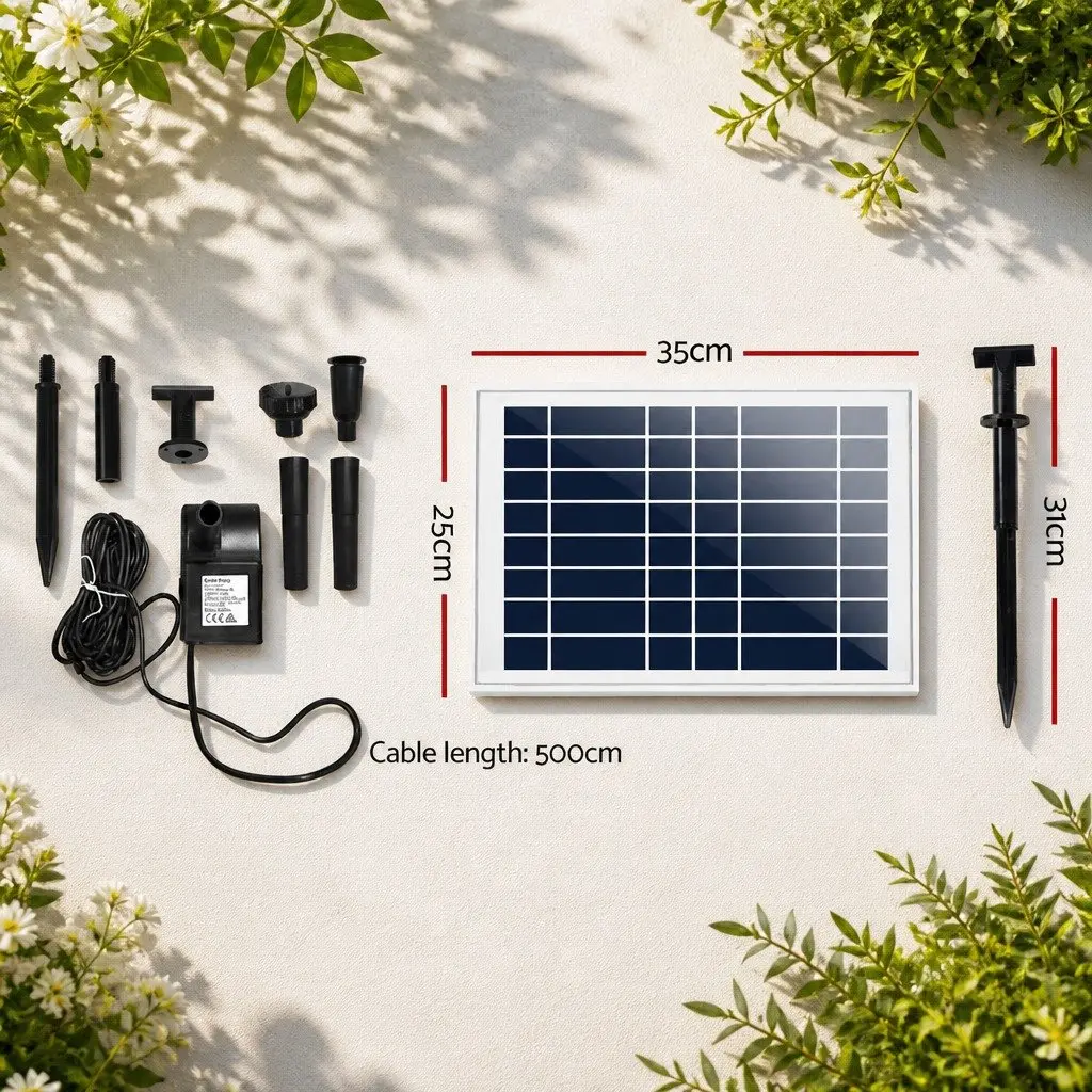 Solar Pond Pump Black Submersible Water Fountain Kit 6.6FT Brushless DC Pump