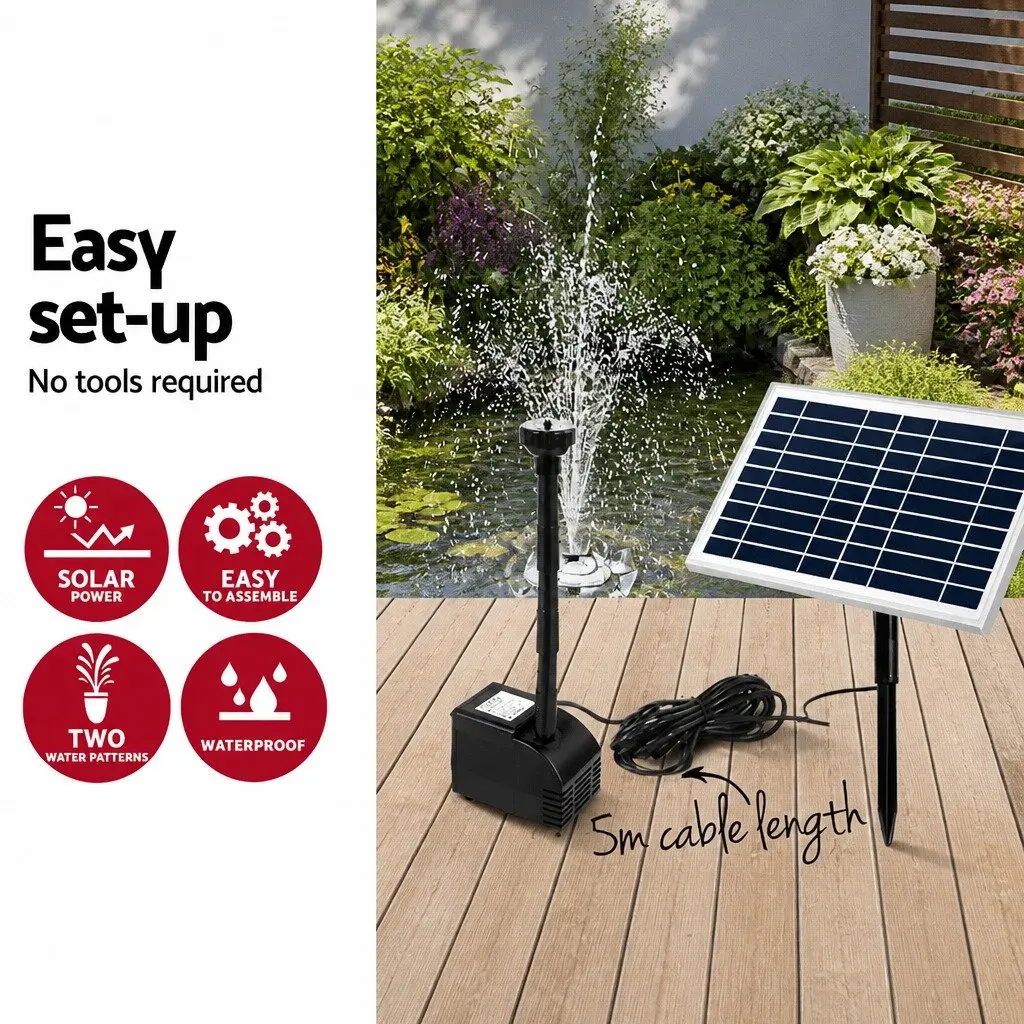 Solar Pond Pump Black Submersible Water Fountain Kit 6.6FT Brushless DC Pump