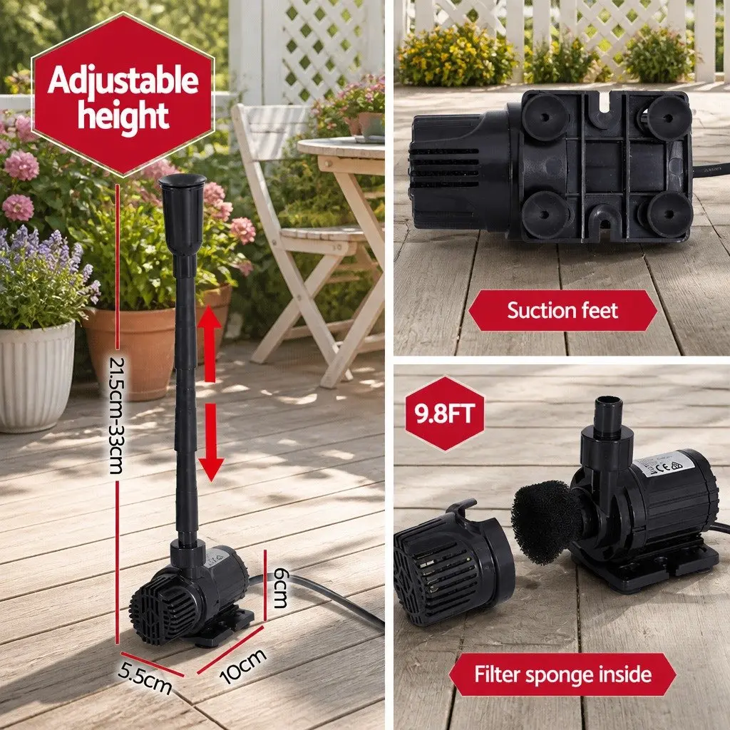 Solar Pond Pump Submersible Fountain Kit 9.8FT Water Feature Garden Patio