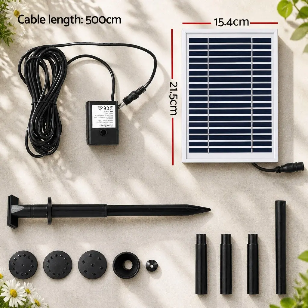 Solar Pond Pump Black 4.4FT Submersible Water Fountain Kit with Adjustable Height and 4 Nozzle Options