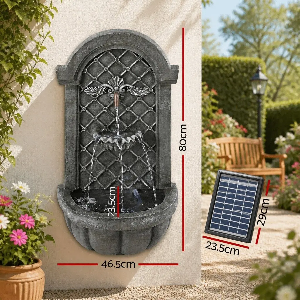 Solar Fountain Dark Grey 80CM Height Cascading Wall Mount Feature