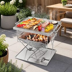 Compact and Efficient Fire Pit BBQ Grill for Outdoor Use
