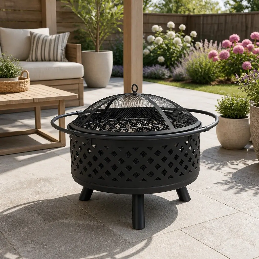 2-in-1 Fire Pit BBQ Grill for Outdoor Use