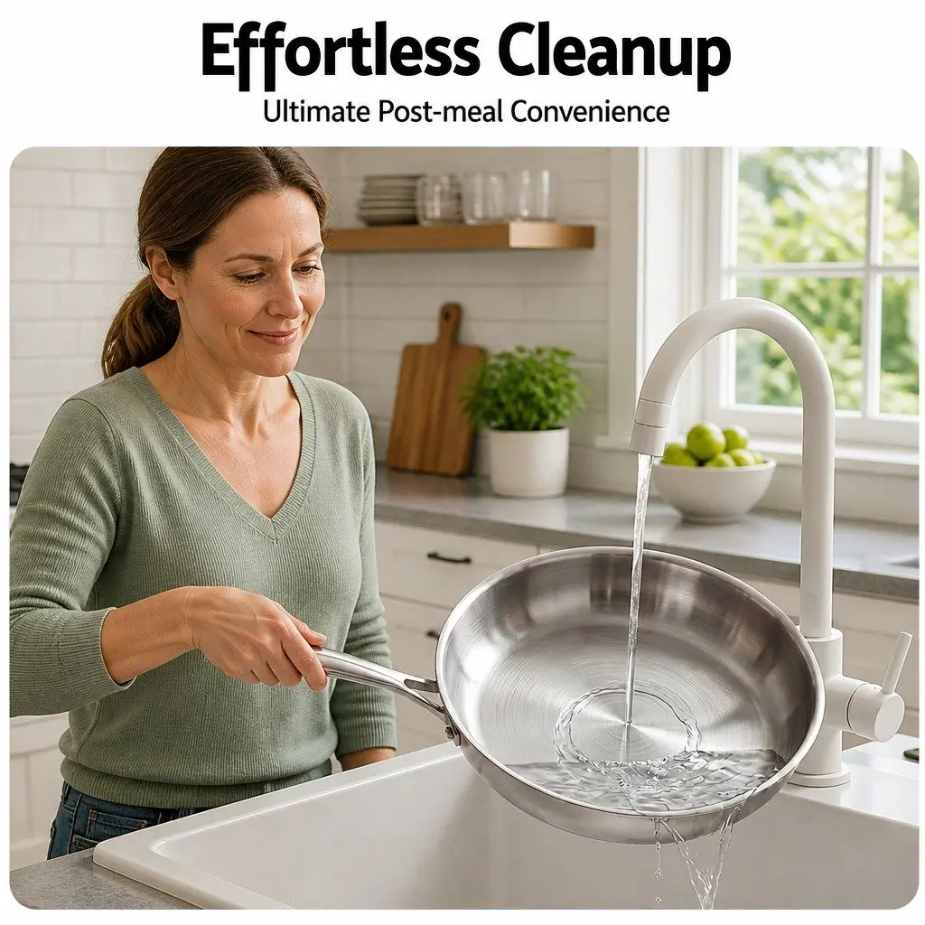 Stainless Steel Frying Pan Silver 30cm Tri-Ply Induction Cookware