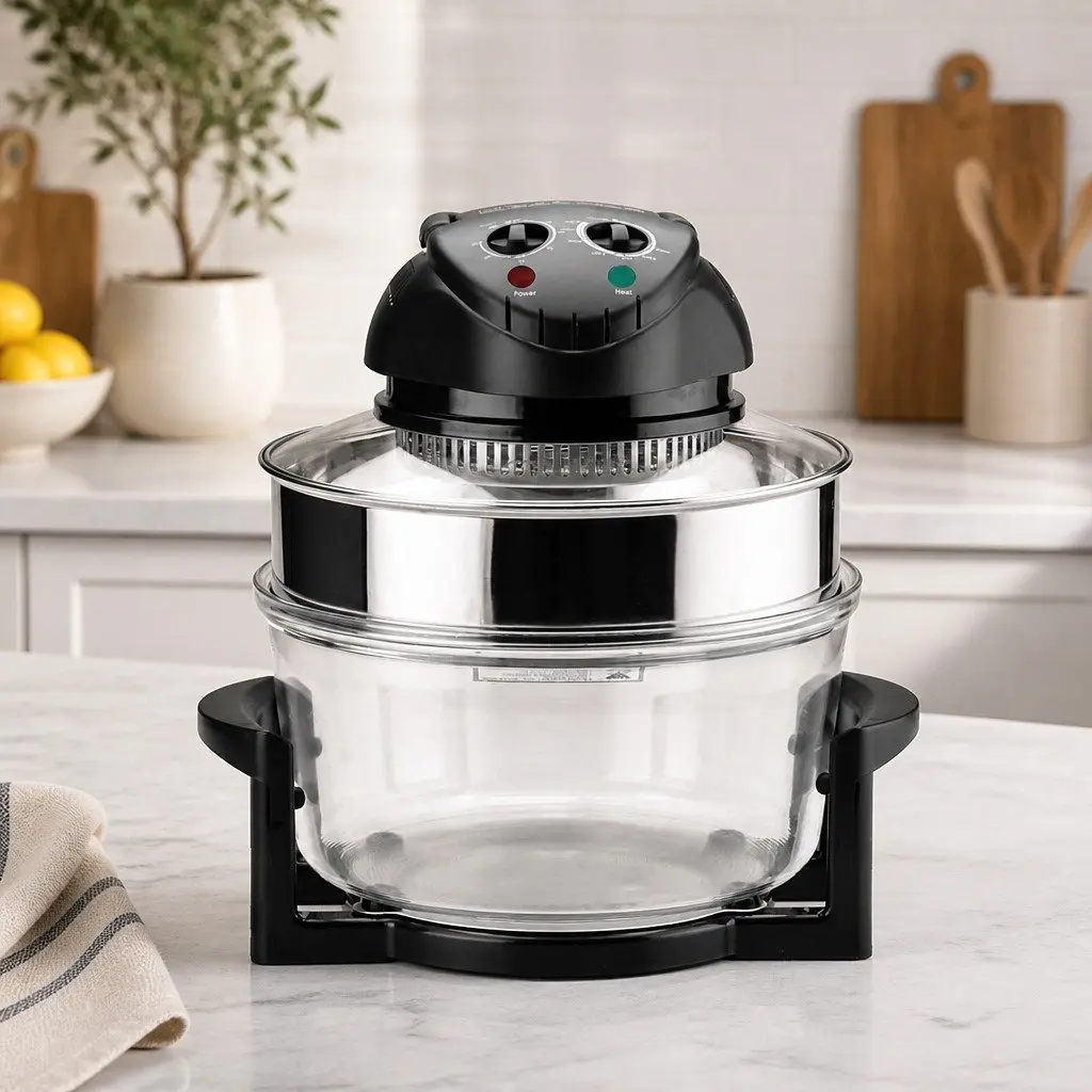 Air Fryer Oven Black 17L Large Capacity Oil-Free Cooking with 3D Airflow Heating Technology