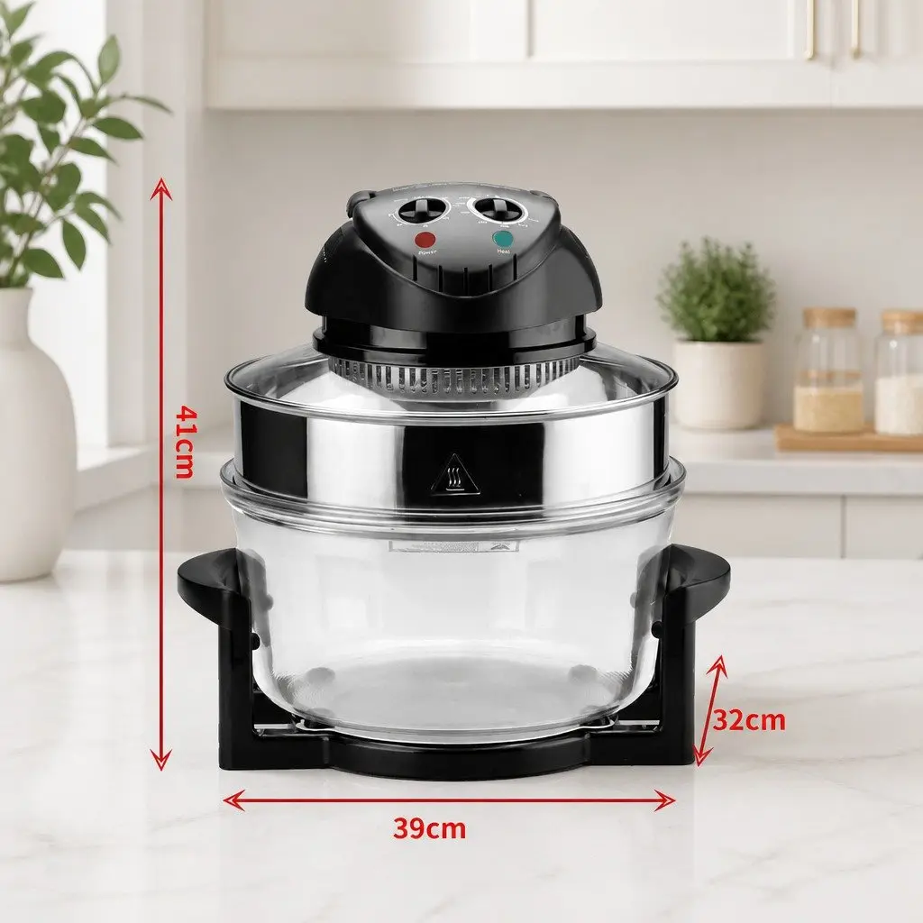 Air Fryer Oven Black 17L Large Capacity Oil-Free Cooking with 3D Airflow Heating Technology