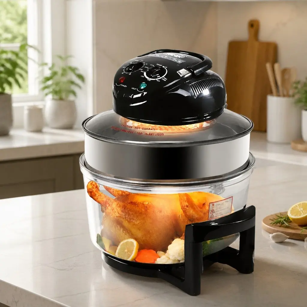 Air Fryer Oven Black 17L Large Capacity Oil-Free Cooking with 3D Airflow Heating Technology