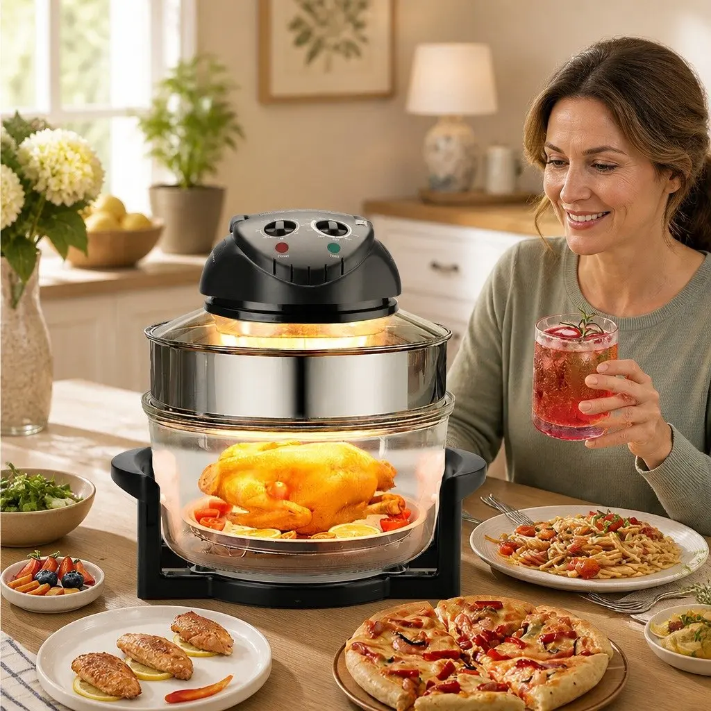 Air Fryer Oven Black 17L Large Capacity Oil-Free Cooking with 3D Airflow Heating Technology