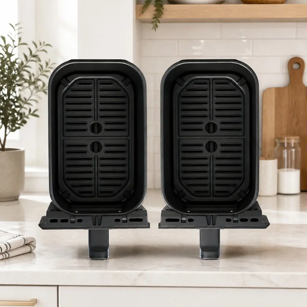 Dual Basket Air Fryer Black 12L Digital Touchscreen Oil Free Independent Cooking