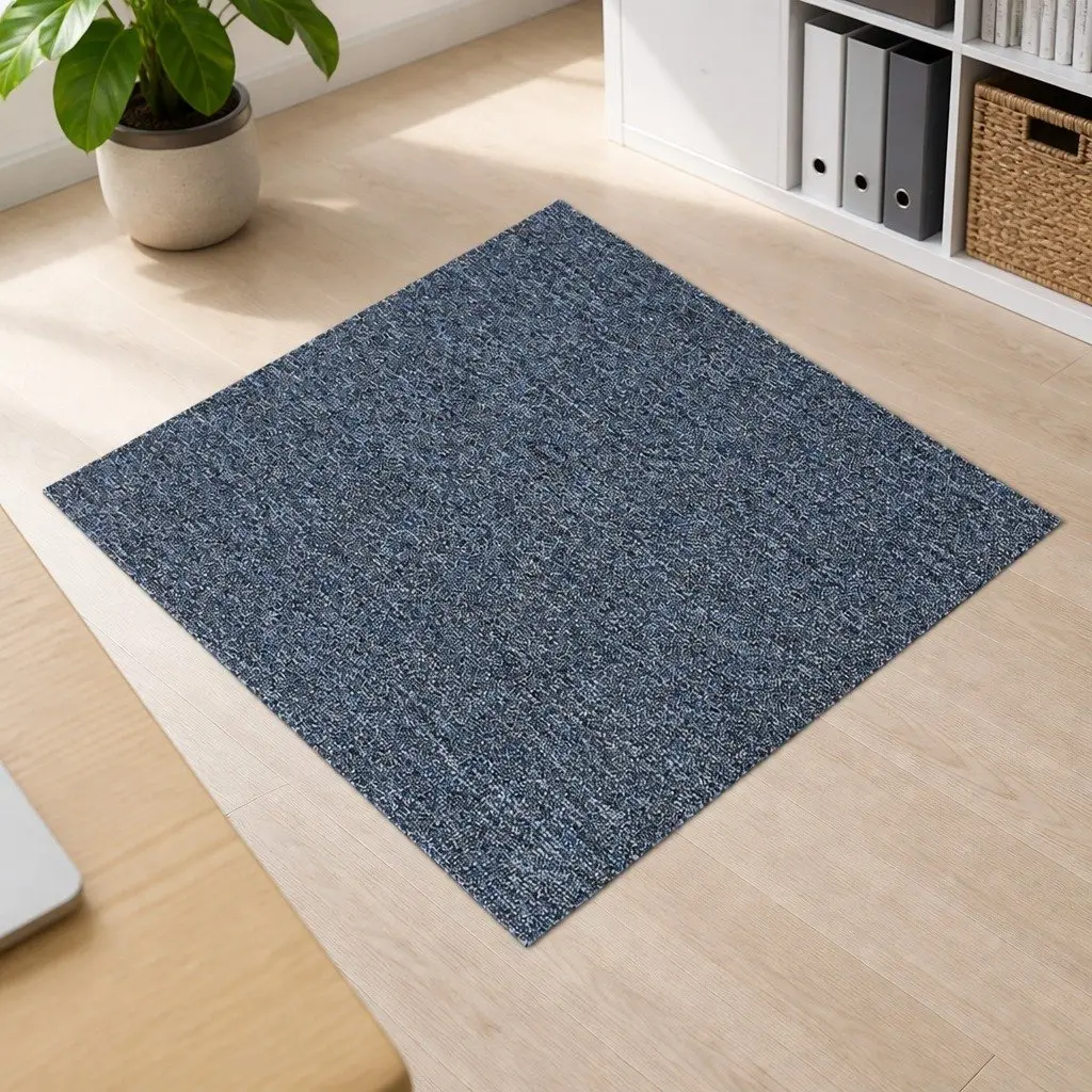 Carpet Tiles Blue 50cm x 50cm Heavy Duty Commercial Grade Self-Adhesive 20 Piece