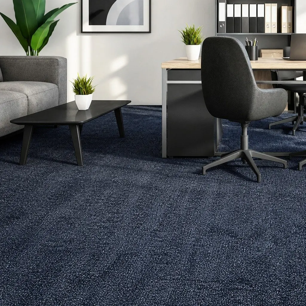 Carpet Tiles Blue 50cm x 50cm Heavy Duty Commercial Grade Self-Adhesive 20 Piece
