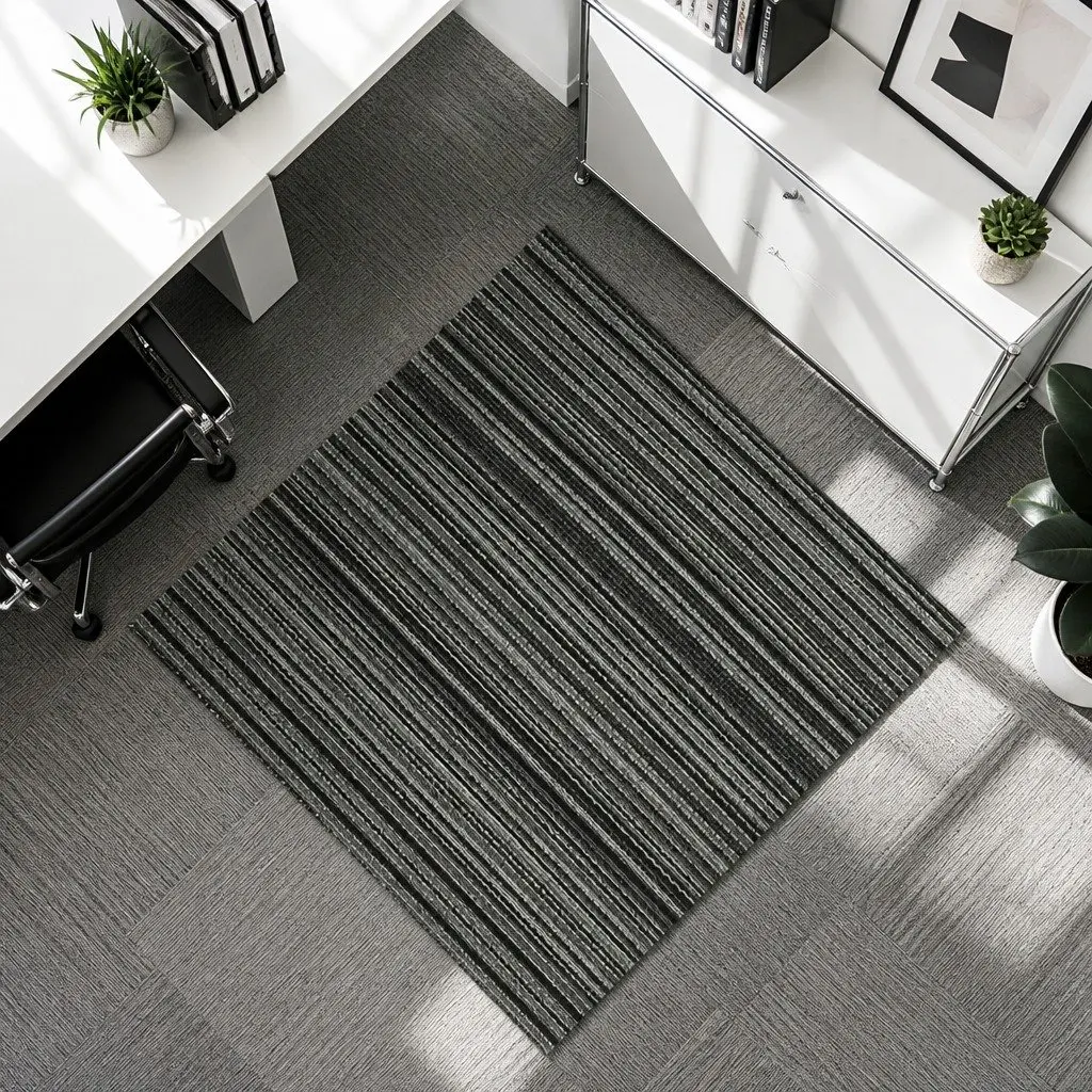 Carpet Tiles Black 50cm x 50cm Commercial Grade Heavy Duty Modular Flooring 20 Piece