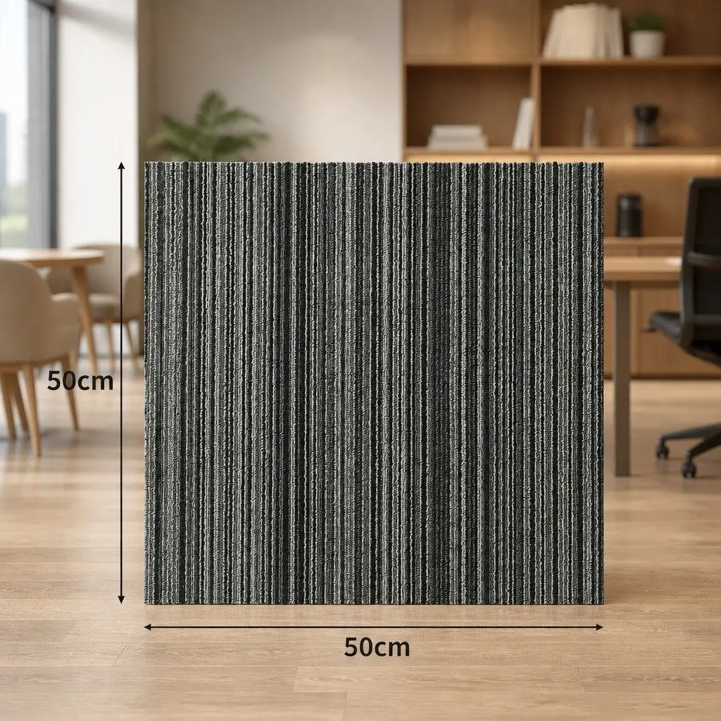 Carpet Tiles Black 50cm x 50cm Commercial Grade Heavy Duty Modular Flooring 20 Piece