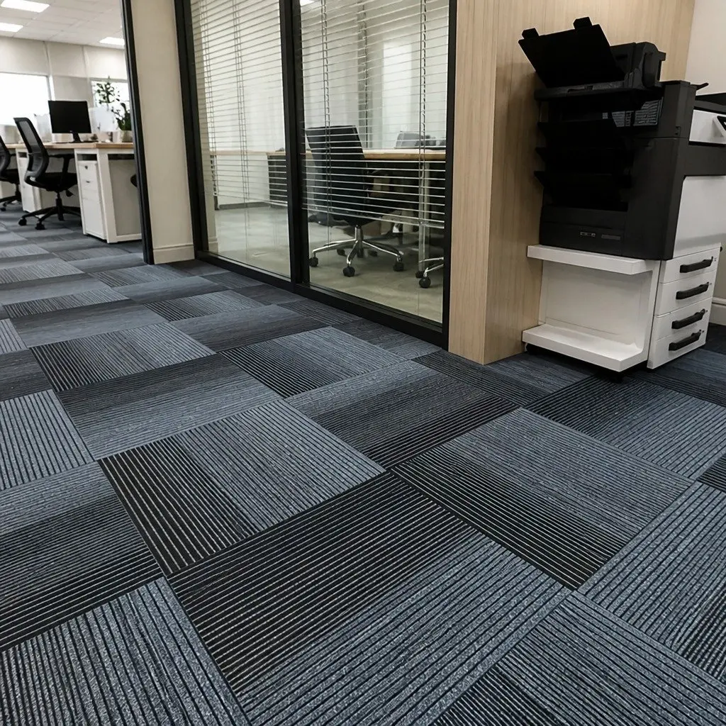 Carpet Tiles Black 50x50cm Commercial Grade Modular Floor Covering 20 Pieces