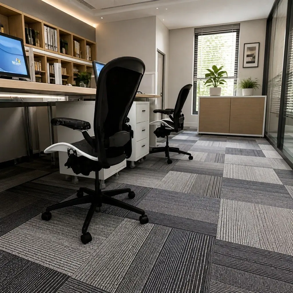 Carpet Tiles Black 50x50cm Commercial Grade Modular Flooring