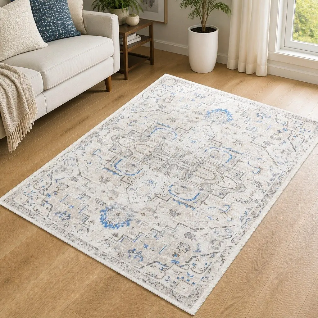 Large Area Rug Distressed Pattern 200x230cm Rectangle Anti-slip Machine Washable