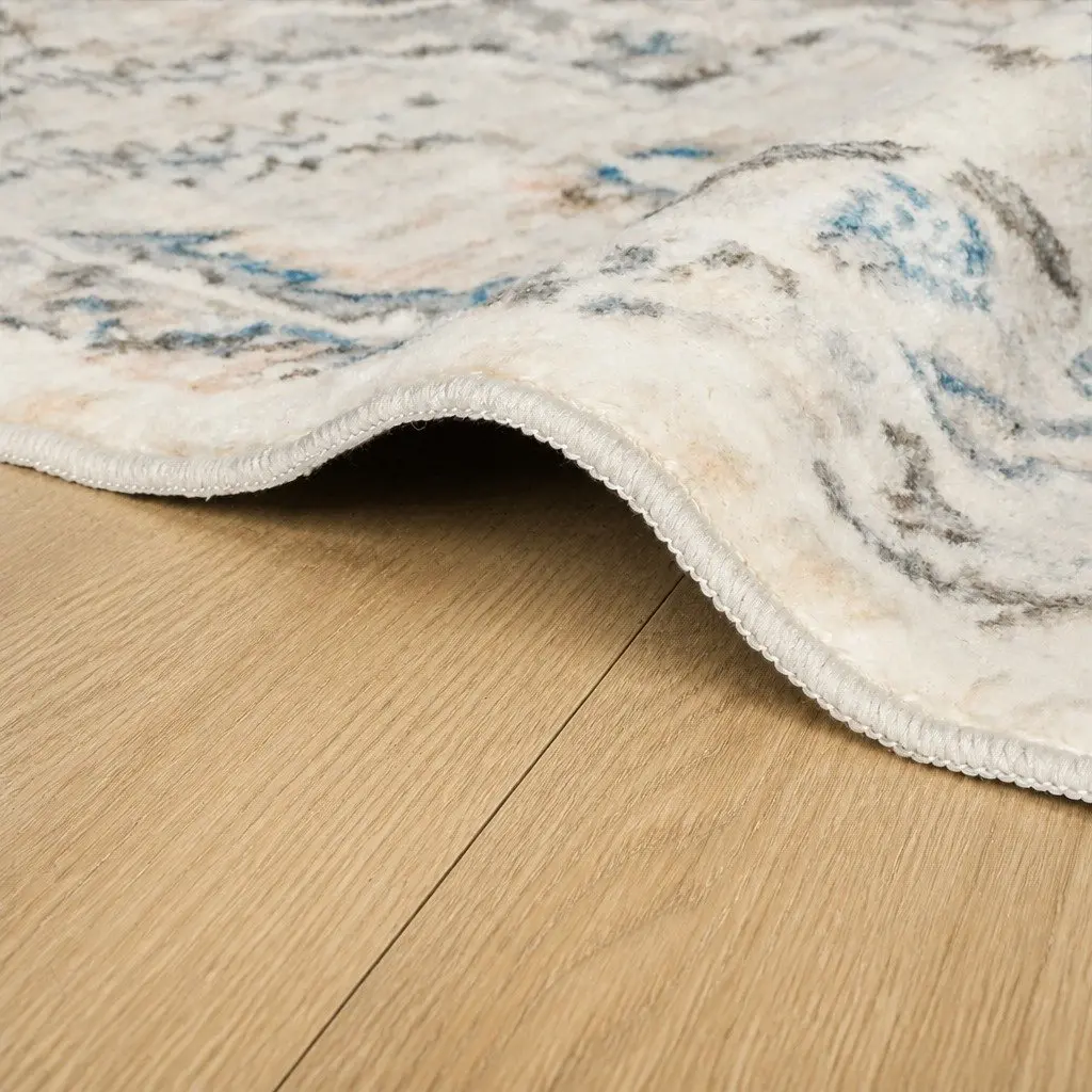 Large Area Floor Rug Distressed Pattern 200x290cm Soft Surface Anti-Slip TPR Backing Machine Washable