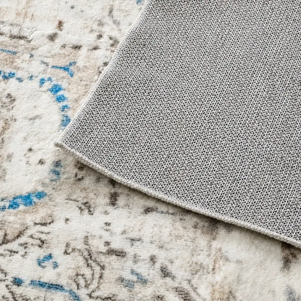 Large Area Floor Rug Distressed Pattern 200x290cm Soft Surface Anti-Slip TPR Backing Machine Washable