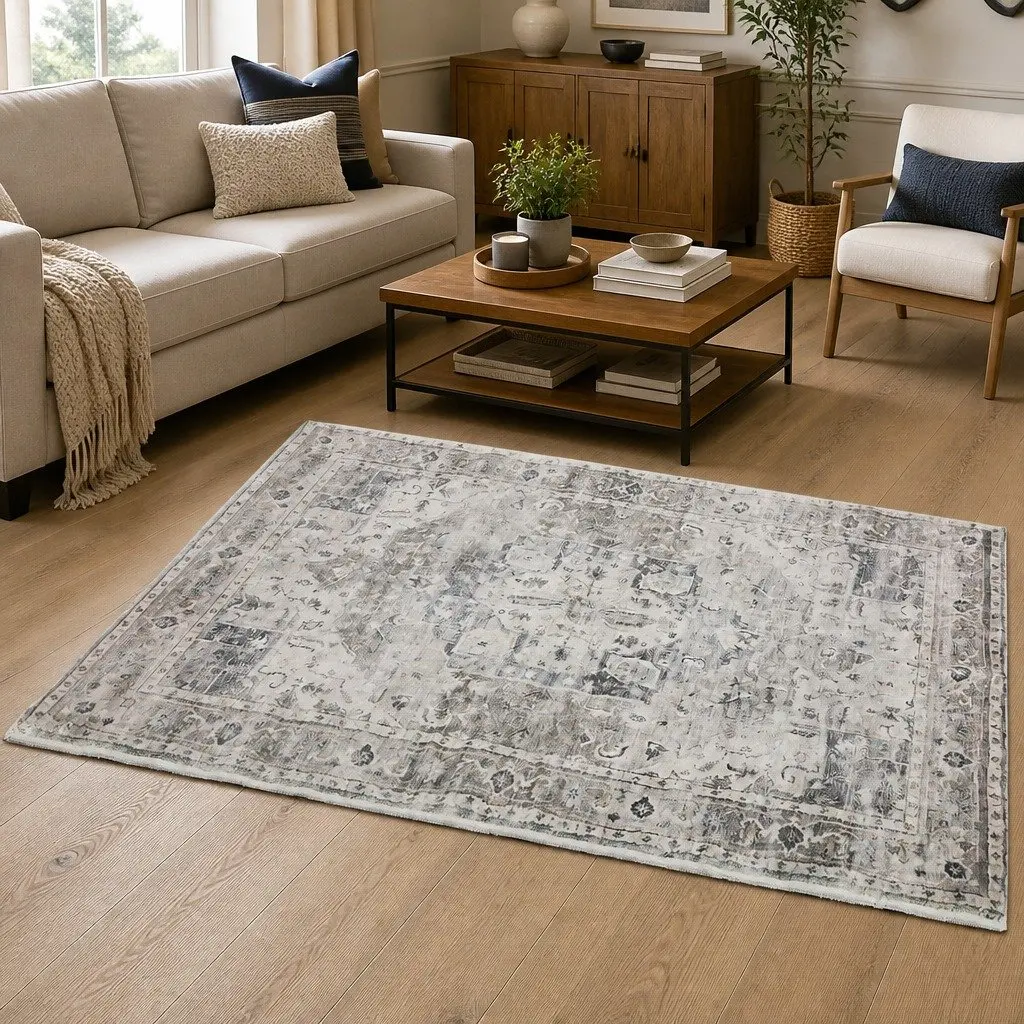 Large Area Rug Distressed Pattern 200x290cm Machine Washable Anti-slip